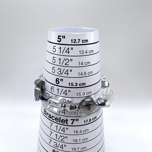 PREMIER DESIGNS Long Silver Tone Ice Crystal Bead Necklace and Bracelet 48" + 3" - Picture 10 of 12